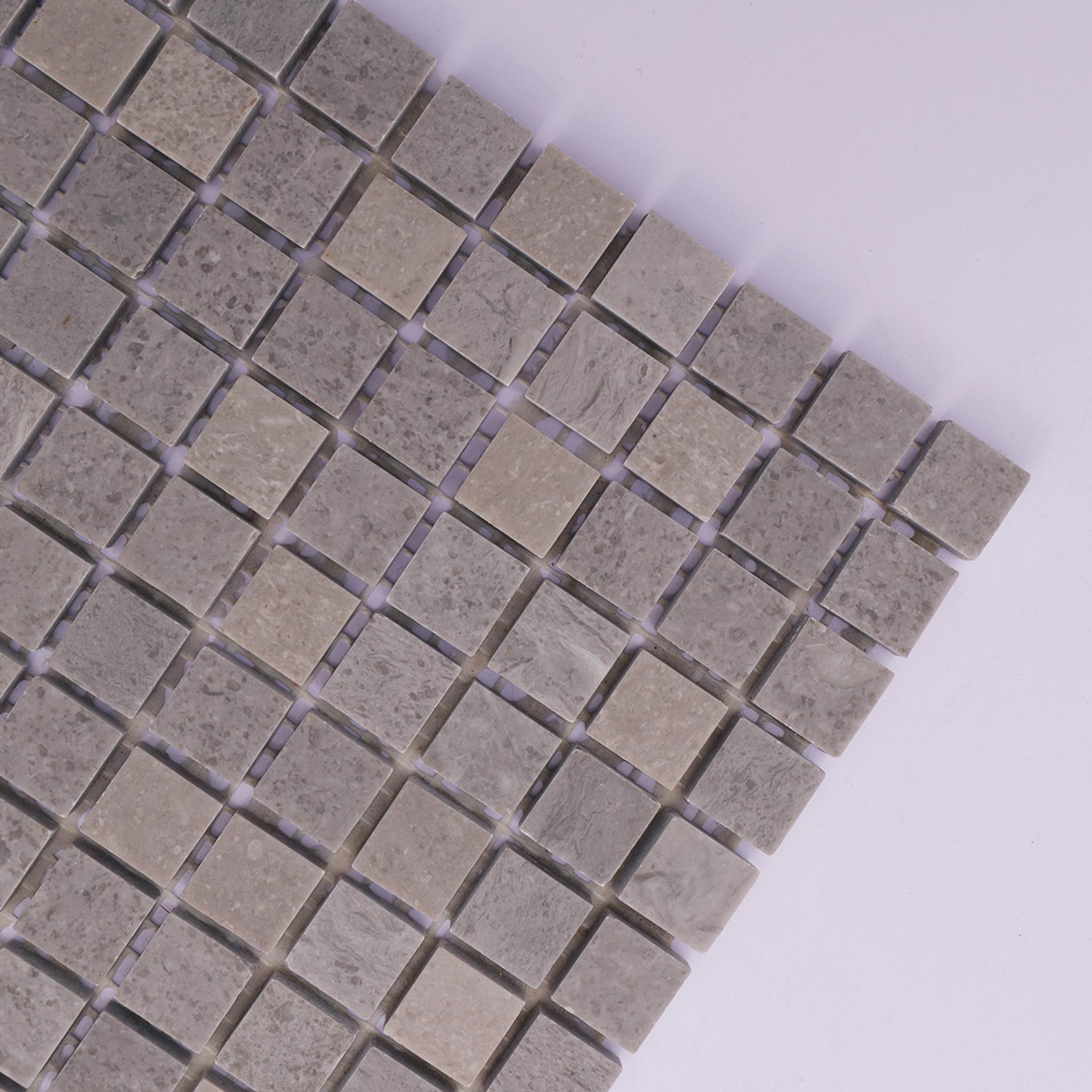 Small Gray Square Polished Marble Mosaic Tiles — mosaic vuông bằng đá marble xám