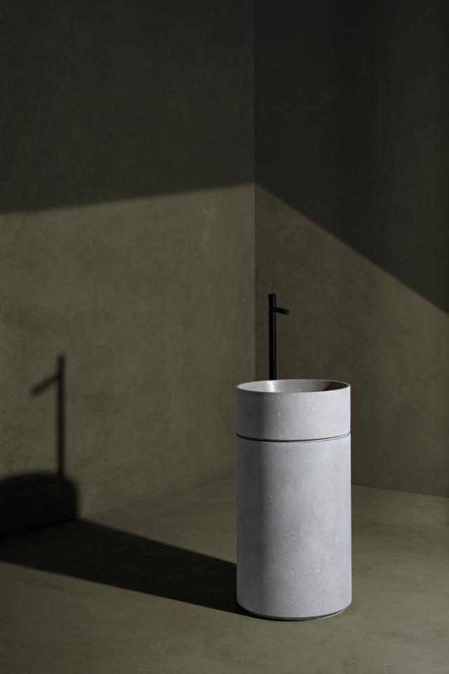 Lavabo đá nguyên khối tròn II — nội thất đá Rochelle Stone