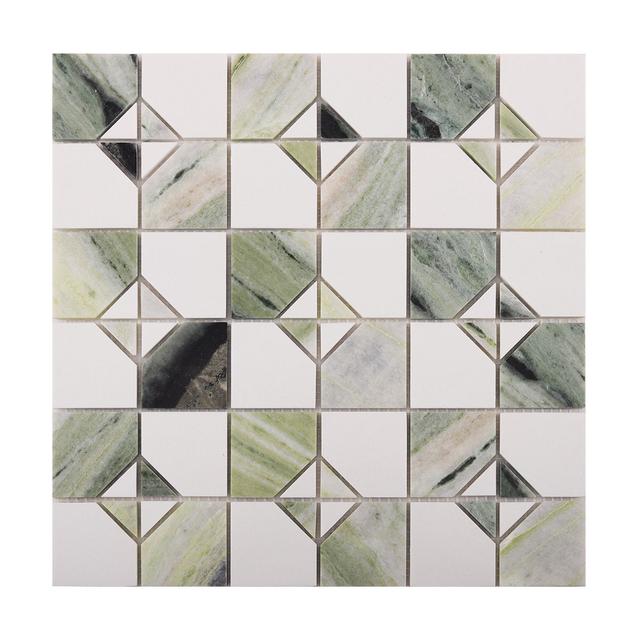 Ming Green and White Thassos Marble Tiles — mosaic ghép nghệ thuật bằng đá marble trắng & xanh lục