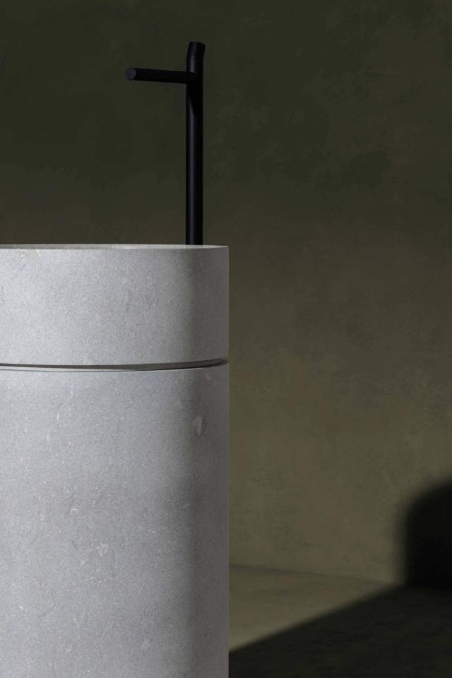 Lavabo đá nguyên khối tròn II — nội thất đá Rochelle Stone