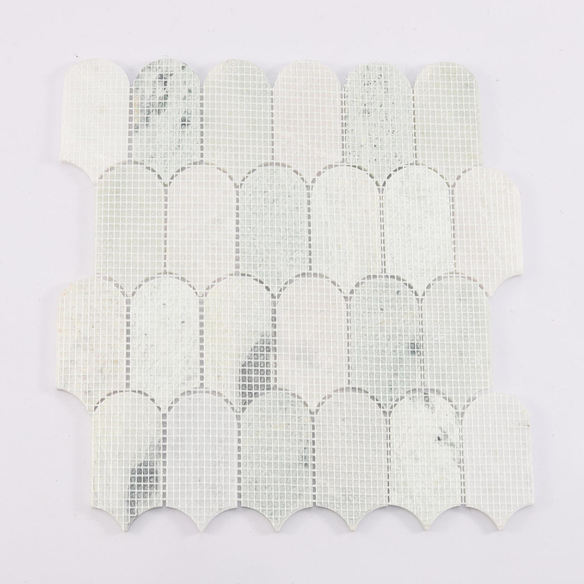 Light Green Arched Marble Mosaic Bathroom Backsplash Accent Wall Tile — mosaic ghép nghệ thuật bằng đá marble xanh lục