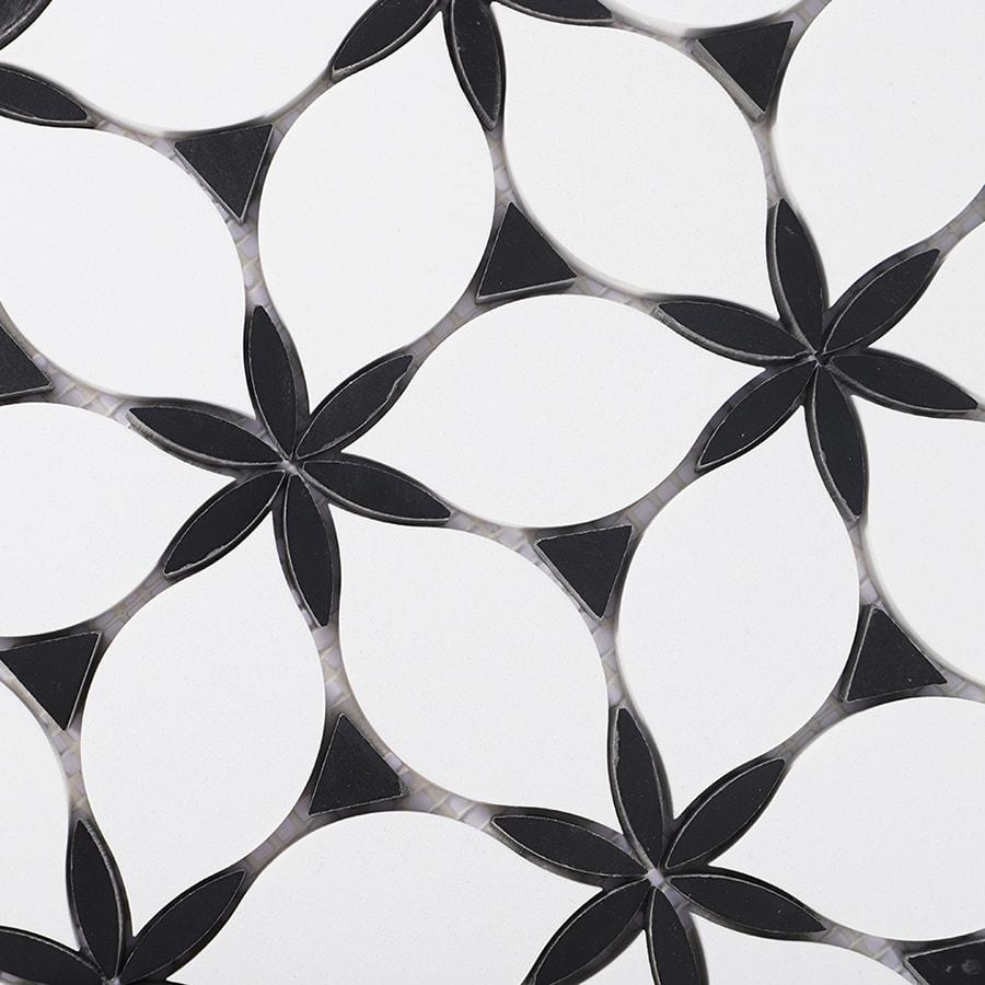 Black and White Petal Waterjet Marble Mosaic — mosaic hoa văn waterjet bằng đá marble đen & trắng