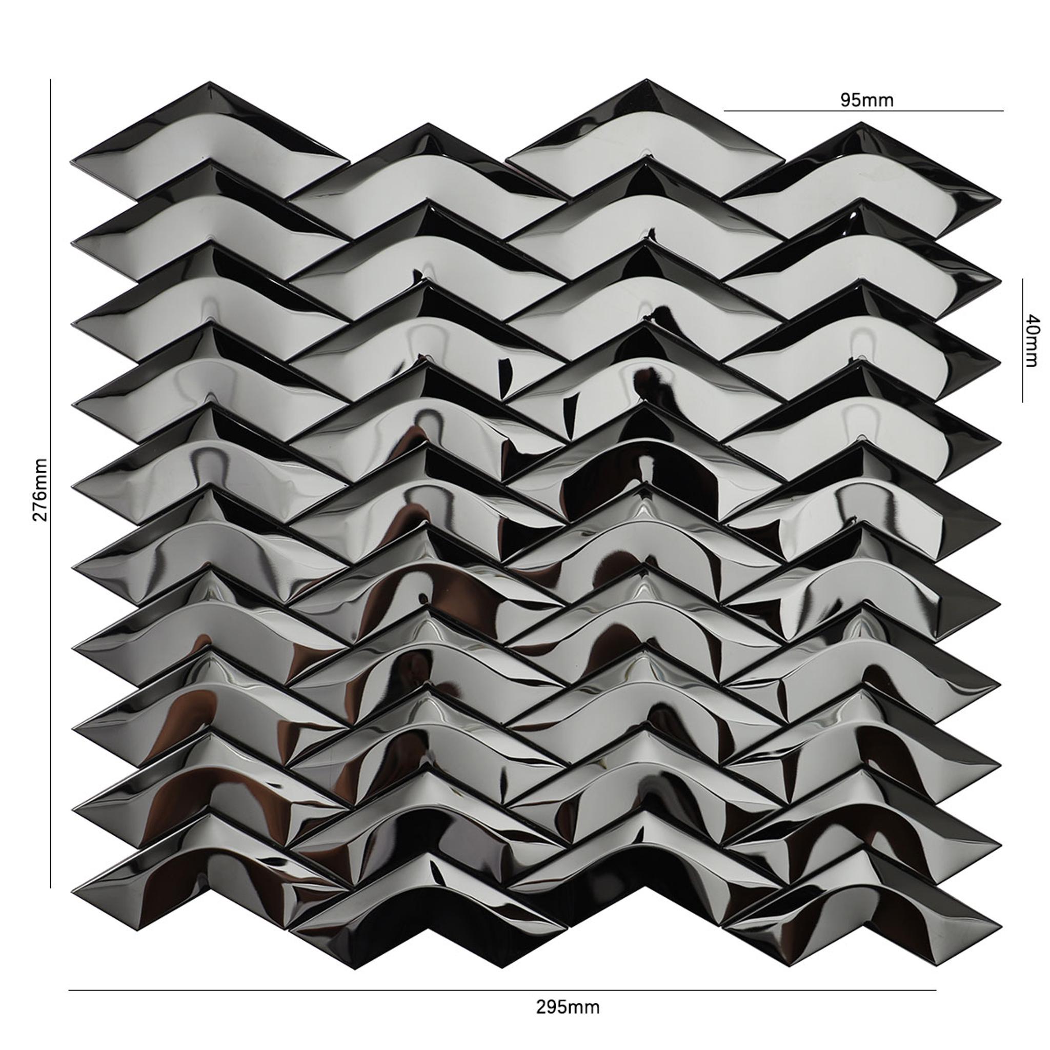 Black Chevron Mosaic — mosaic chevron (mũi tên) bằng kim loại đen
