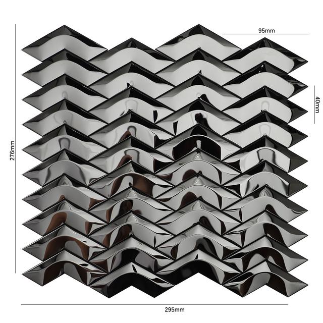 Black Chevron Mosaic — mosaic chevron (mũi tên) bằng kim loại đen