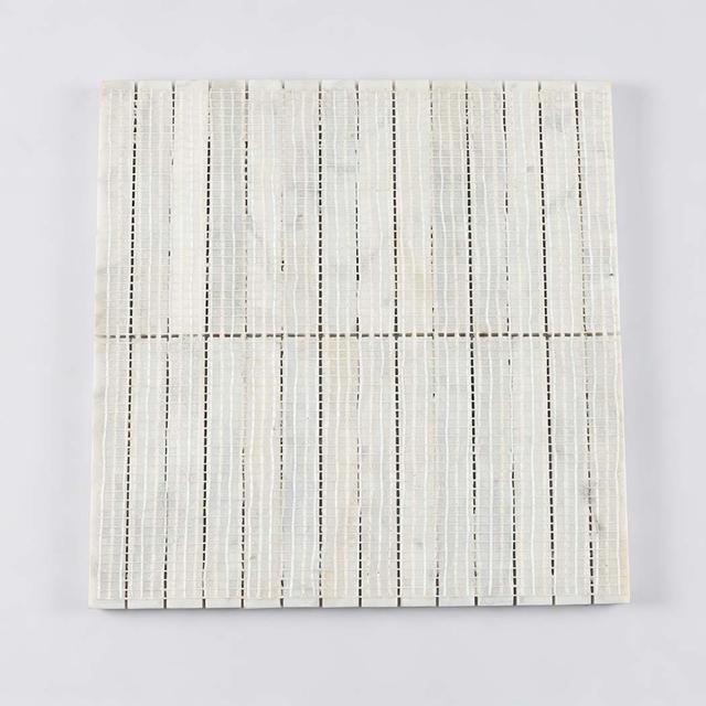 White Marble Fluted Vertical Mosaic Tile for Interior Walls — mosaic rãnh sọc (fluted) bằng đá marble trắng