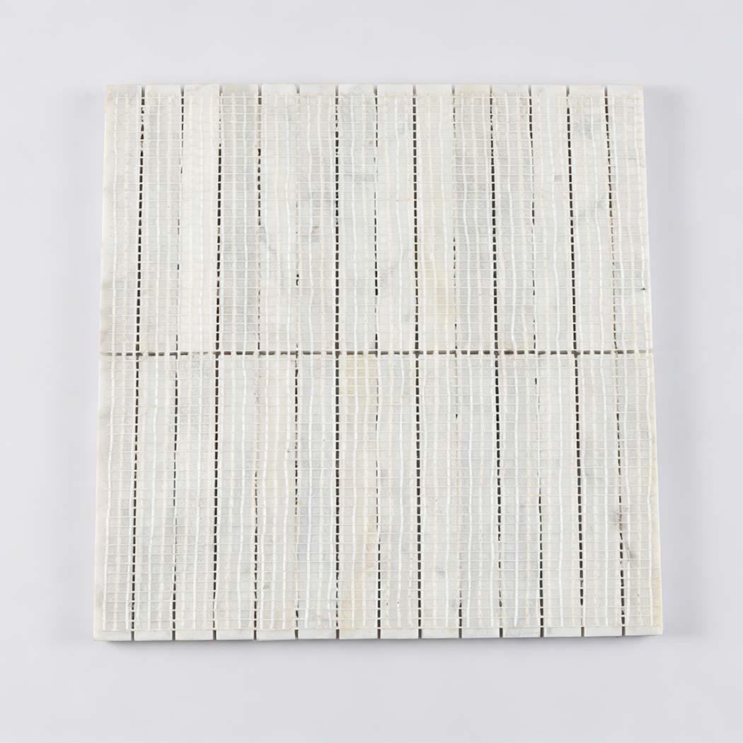 White Marble Fluted Vertical Mosaic Tile for Interior Walls — mosaic rãnh sọc (fluted) bằng đá marble trắng