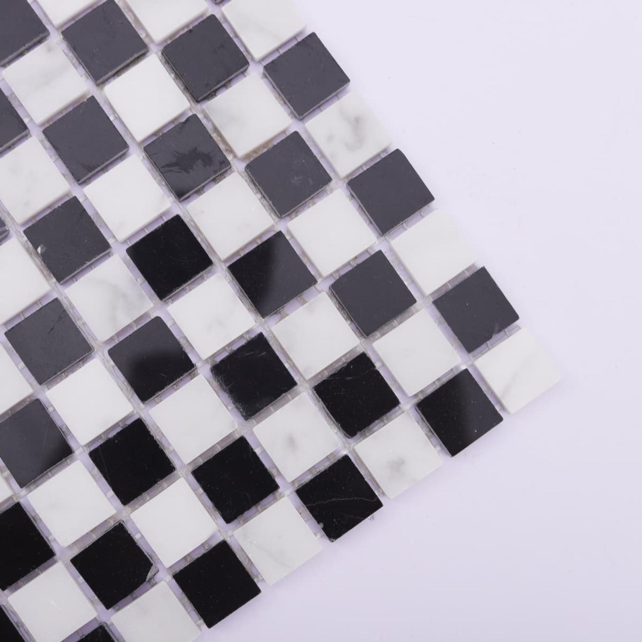 Black and White Checkered Marble Mosaic Tile for Wall & Floor — mosaic ghép nghệ thuật bằng đá marble đen & trắng