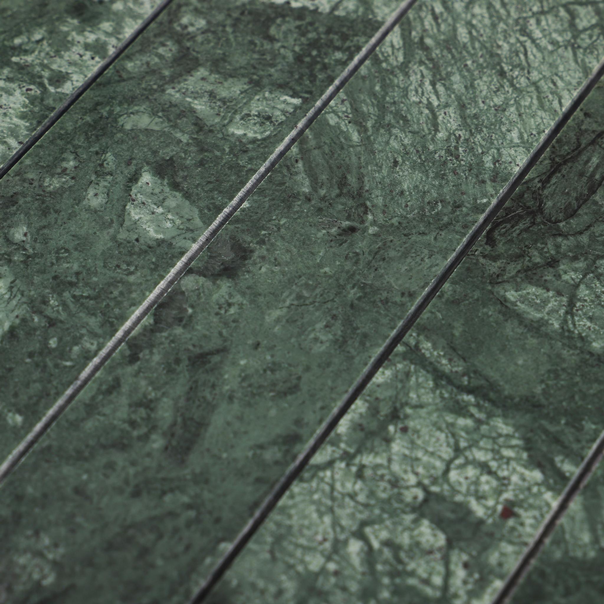 Long Stripe Dark Green Marble Vertical Subway Tile — mosaic subway (gạch thẻ) bằng đá marble xanh lục
