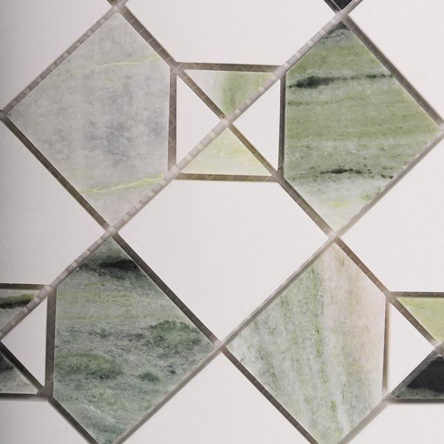 Ming Green and White Thassos Marble Tiles — mosaic ghép nghệ thuật bằng đá marble trắng & xanh lục