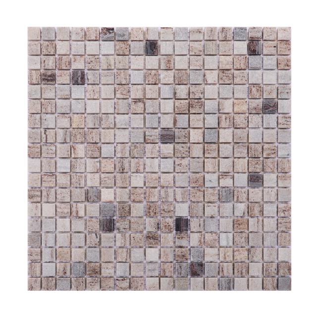 Beige Wood Vein Square Marble Honed Mosaic Tile — Rochelle Rochelle Stone