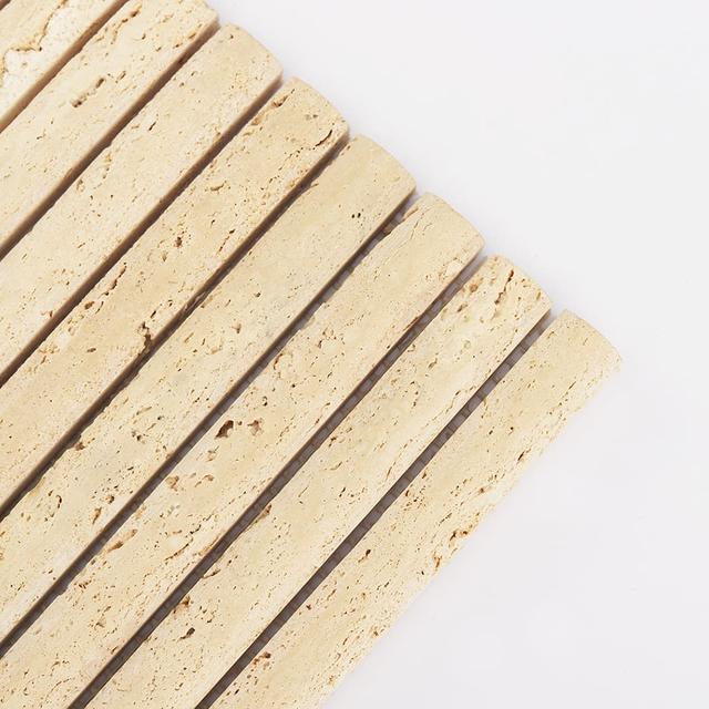 Beige Travertine Vertical Liner Mosaic Tile for Kitchen and Bathroom — mosaic ghép nghệ thuật bằng đá travertine beige