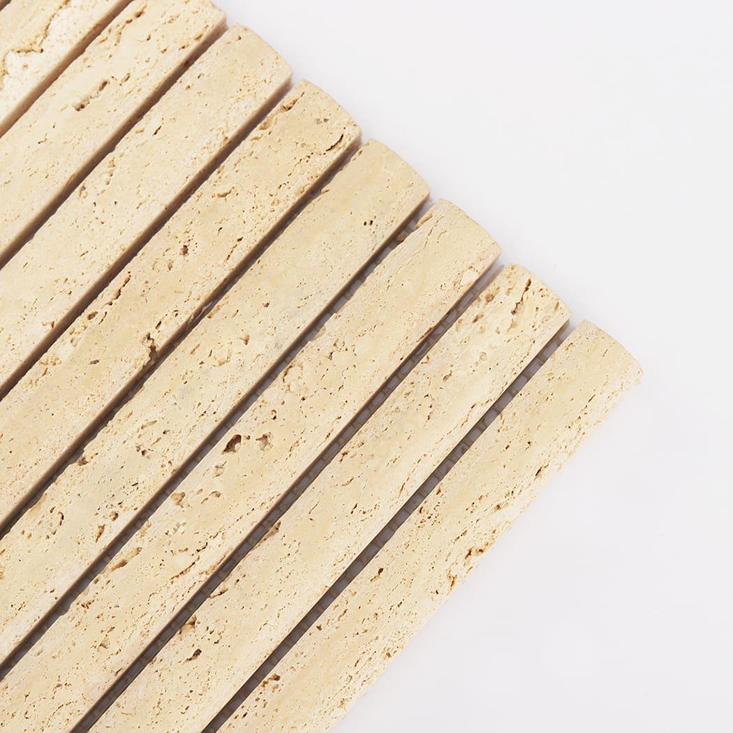 Beige Travertine Vertical Liner Mosaic Tile for Kitchen and Bathroom — mosaic ghép nghệ thuật bằng đá travertine beige