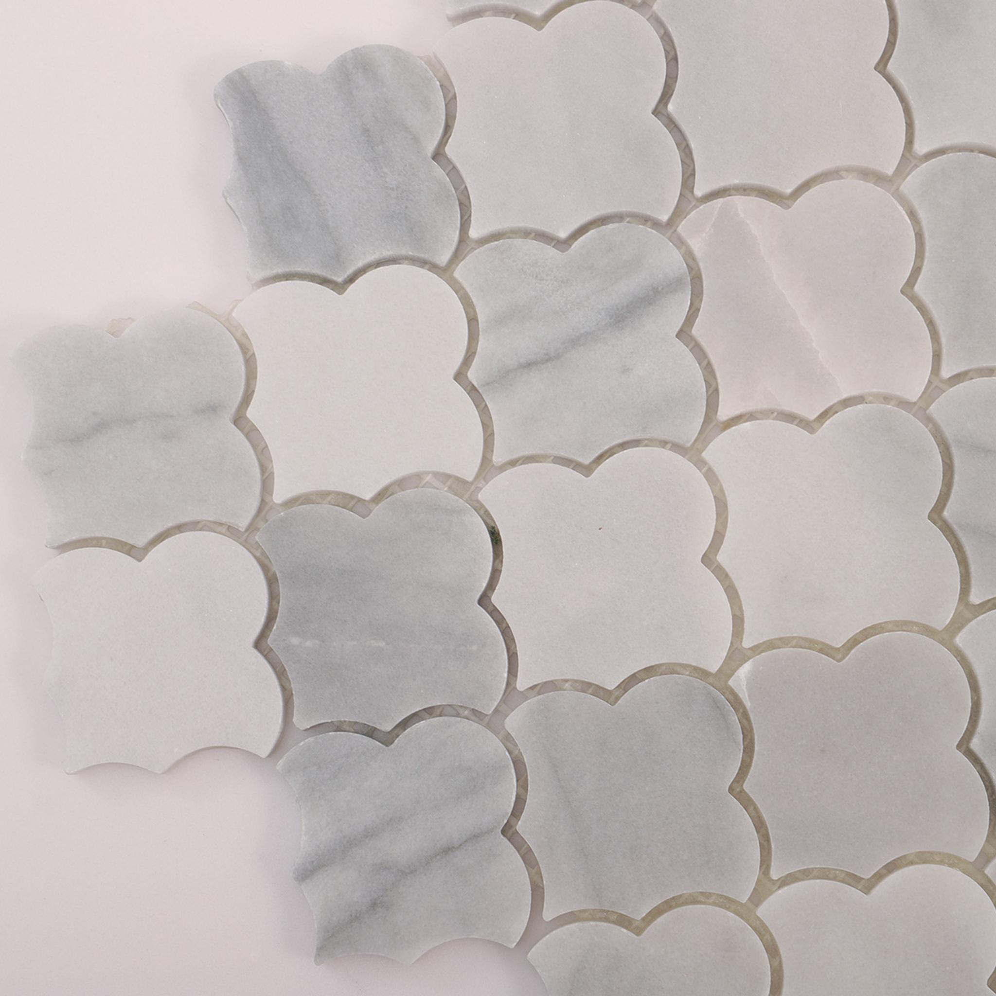 Carrara White Cloud Natural Stone Mosaic Tiles — mosaic ghép nghệ thuật bằng đá marble trắng & trắng Carrara
