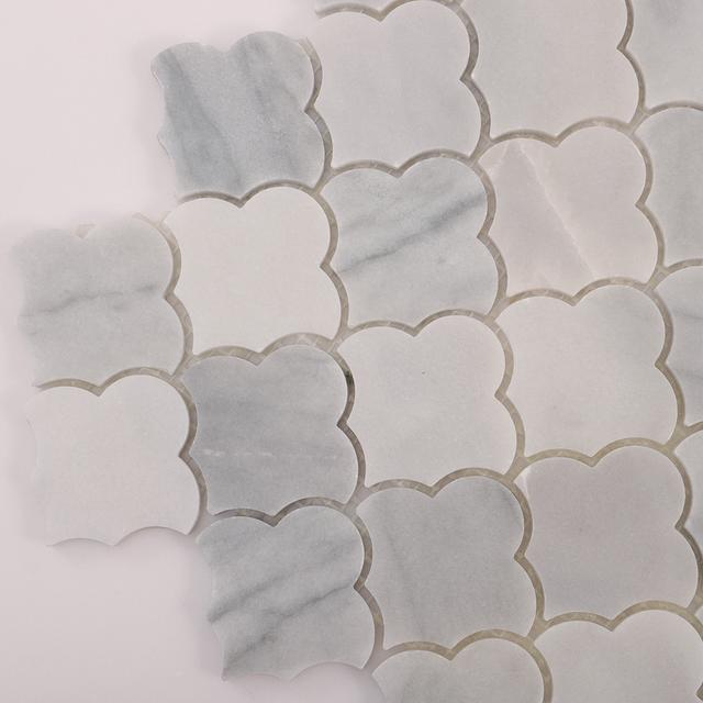 Carrara White Cloud Natural Stone Mosaic Tiles — mosaic ghép nghệ thuật bằng đá marble trắng & trắng Carrara