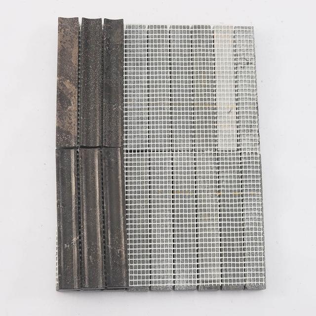 Dark Brown Fluted Marble Mosaic Tile — mosaic rãnh sọc (fluted) bằng đá marble nâu