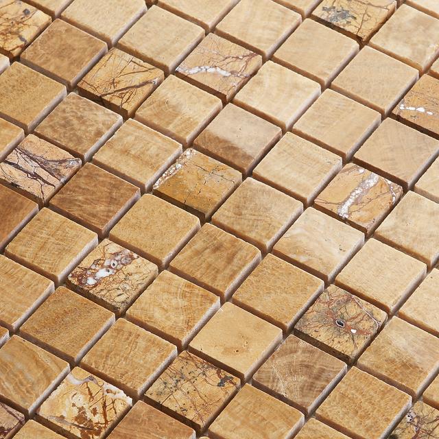Polished Emperador Light Marble Square Mosaic Tiles — mosaic vuông bằng đá marble nâu Emperador