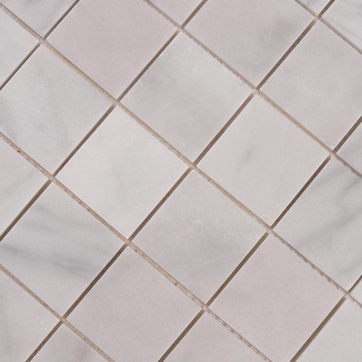 Carrara Venato Square Marble Mosaic Tiles — mosaic vuông bằng đá marble trắng Carrara