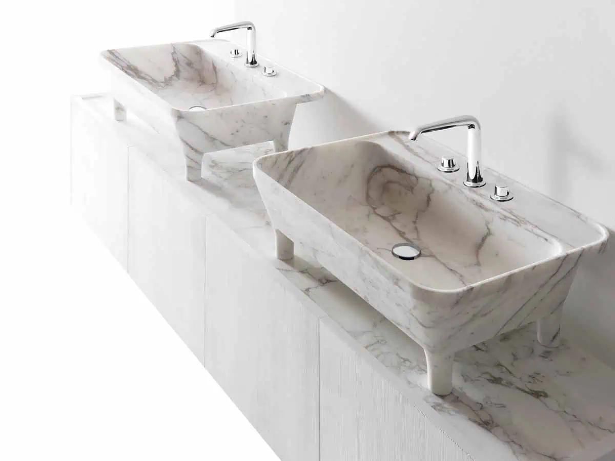 Lavabo đá nguyên khối IV — nội thất đá Rochelle Couture