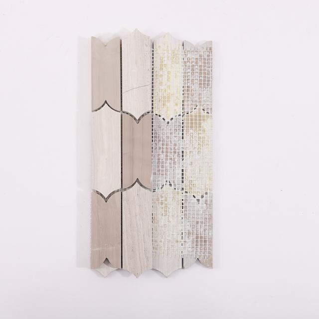 Limestone Wooden Beige Marble Mosaic Tile for Natural Interiors — mosaic ghép nghệ thuật bằng đá vôi (limestone) beige