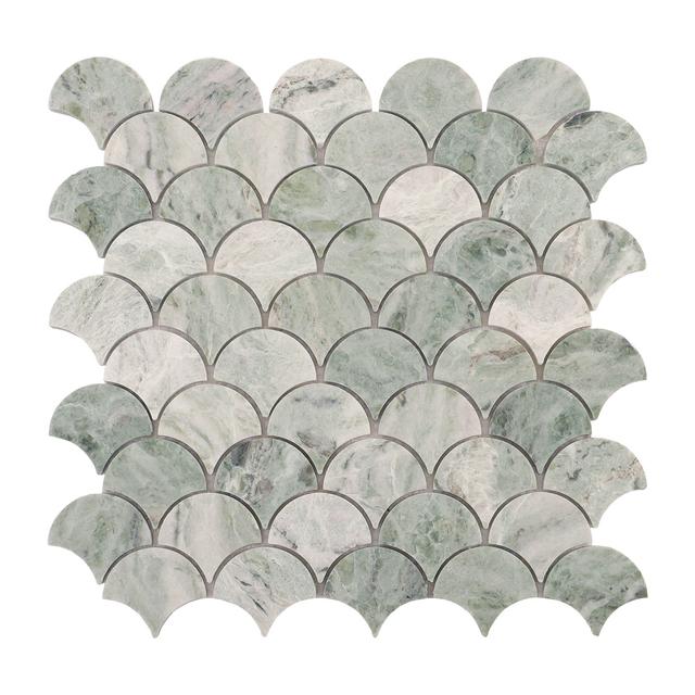 Light Green Marble Fish Scale Mosaic Tiles - Vảy Cá Xanh Nhạt — Rochelle Rochelle Stone
