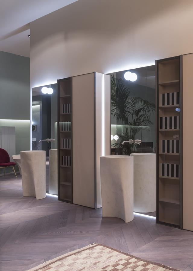 Lavabo Rilievo đặt sàn — lavabo đá tự nhiên Rochelle