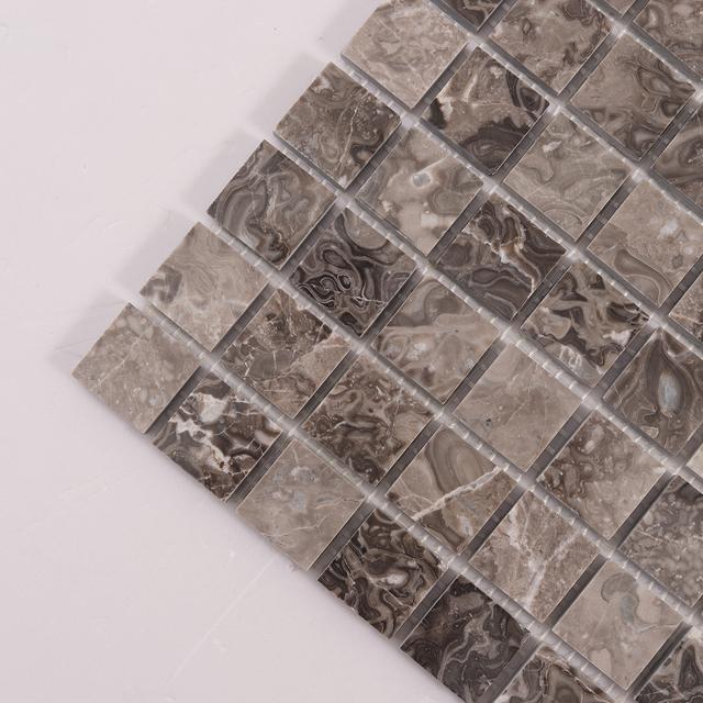 Emperador Light Brown Square Marble Mosaic Tiles — mosaic vuông bằng đá marble nâu & nâu Emperador