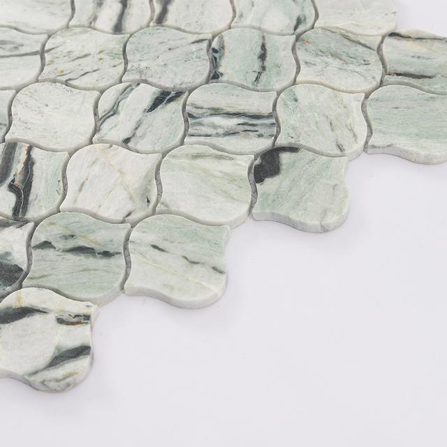 Light Green Arabesque Marble Tile 10.63 in. x 10.63 in. — mosaic arabesque bằng đá marble xanh lục
