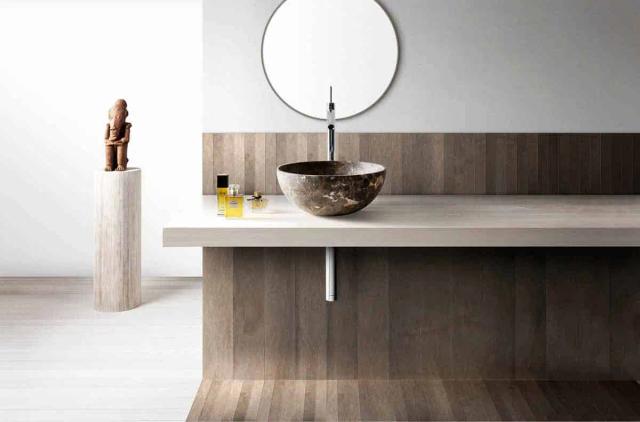 Lavabo đá dạng khối V — nội thất đá Rochelle Stone