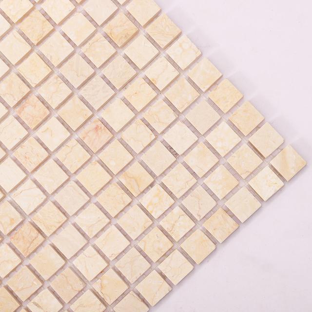 Crema Marfil Polished Beige Marble Mosaic Backsplash Tile — mosaic ghép nghệ thuật bằng đá marble beige