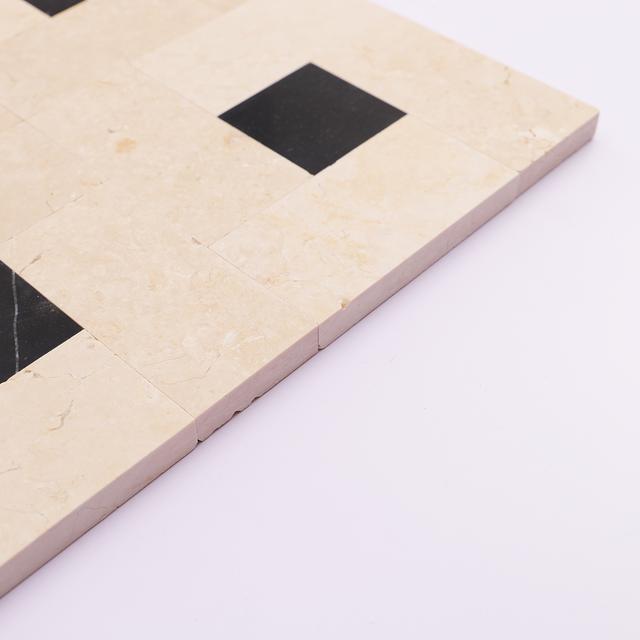Beige and Black Basketweave Marble Floor Tiles — mosaic đan rổ (basketweave) bằng đá marble đen & beige