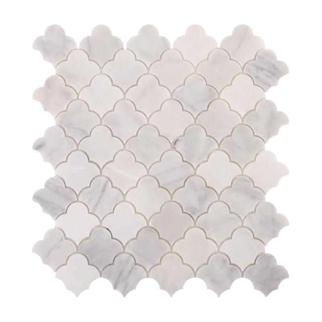 Carrara White Cloud Natural Stone Mosaic Tiles — mosaic ghép nghệ thuật bằng đá marble trắng & trắng Carrara