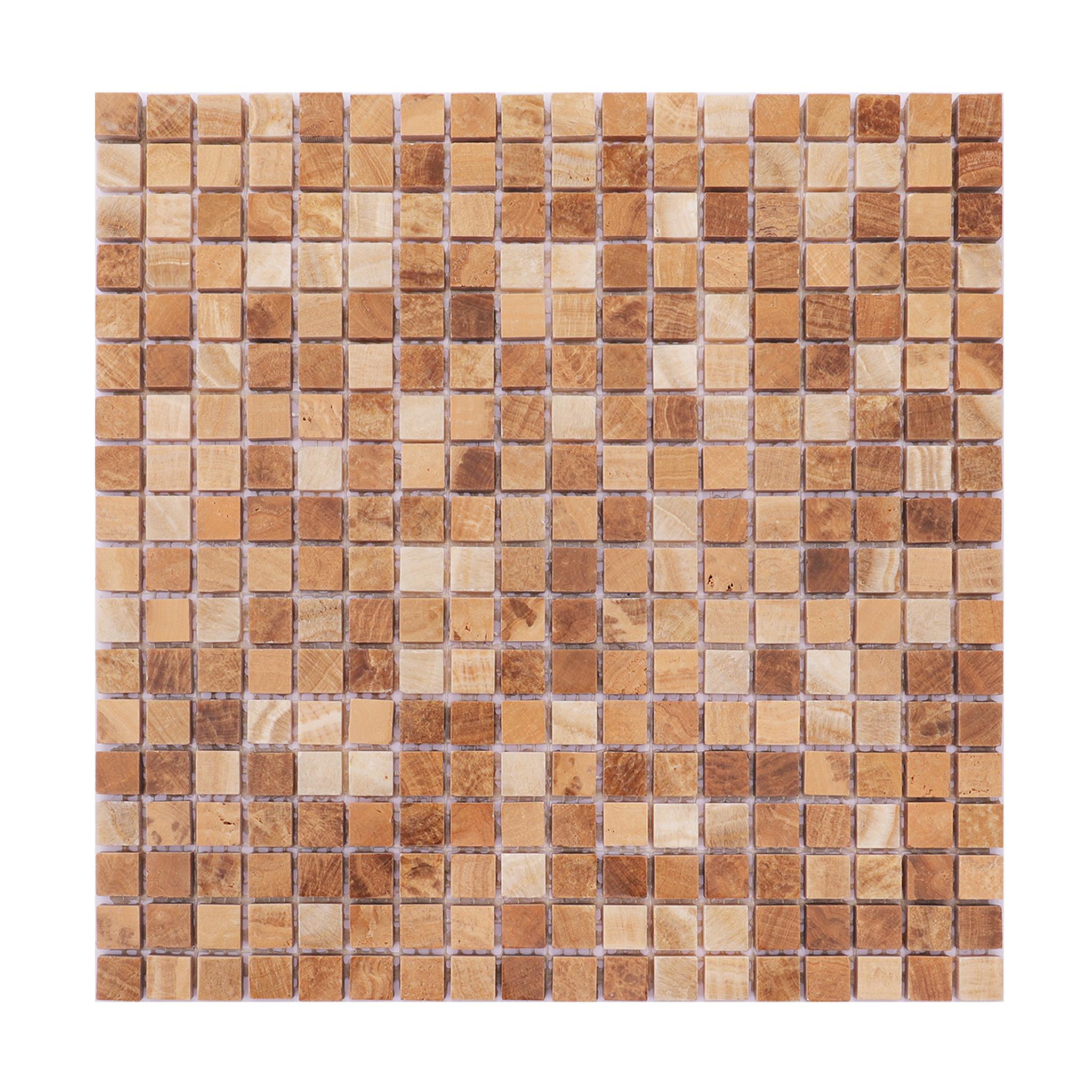 Light Brown Square Marble Mosaic Tile — mosaic vuông bằng đá marble nâu