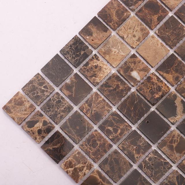 Emperador Brown Marble Mosaic Tiles 23x23mm — mosaic ghép nghệ thuật bằng đá marble nâu & nâu Emperador