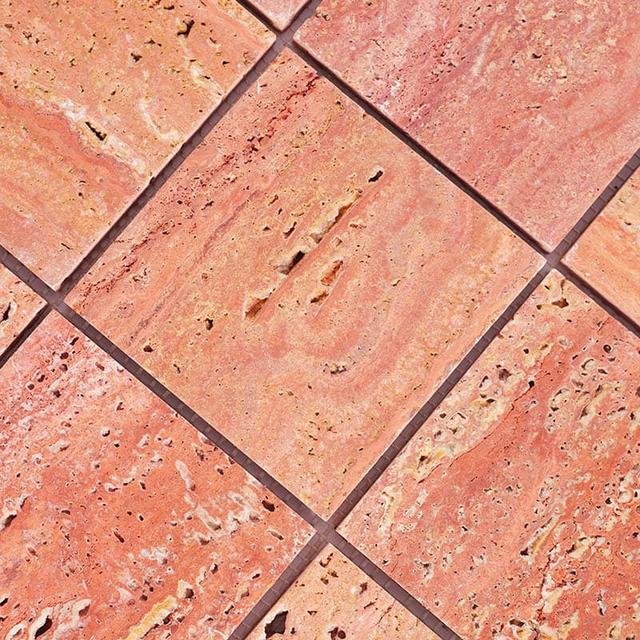 Red Travertine Big Square Mosaic Marble Tile for Floor and Wall — mosaic vuông bằng đá travertine đỏ