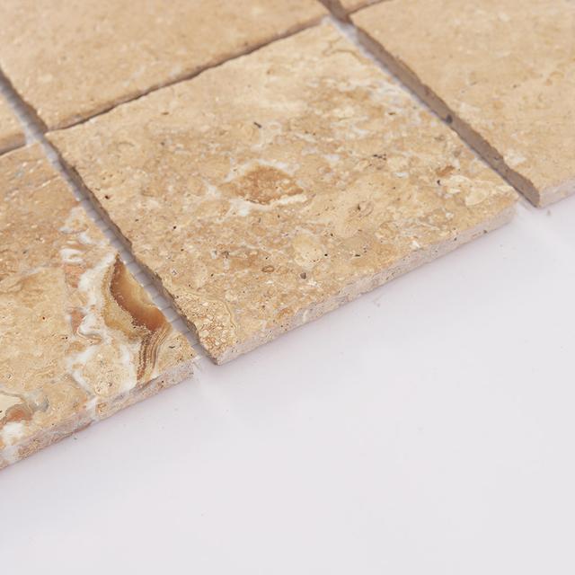 Beige Limestone Square Mosaic Tile for Natural Wall and Floor Design — mosaic vuông bằng đá vôi (limestone) beige