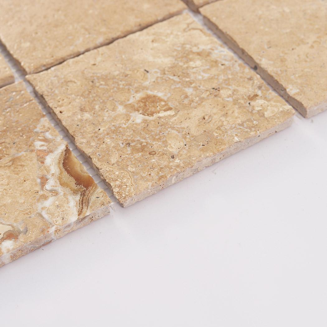 Beige Limestone Square Mosaic Tile for Natural Wall and Floor Design — mosaic vuông bằng đá vôi (limestone) beige