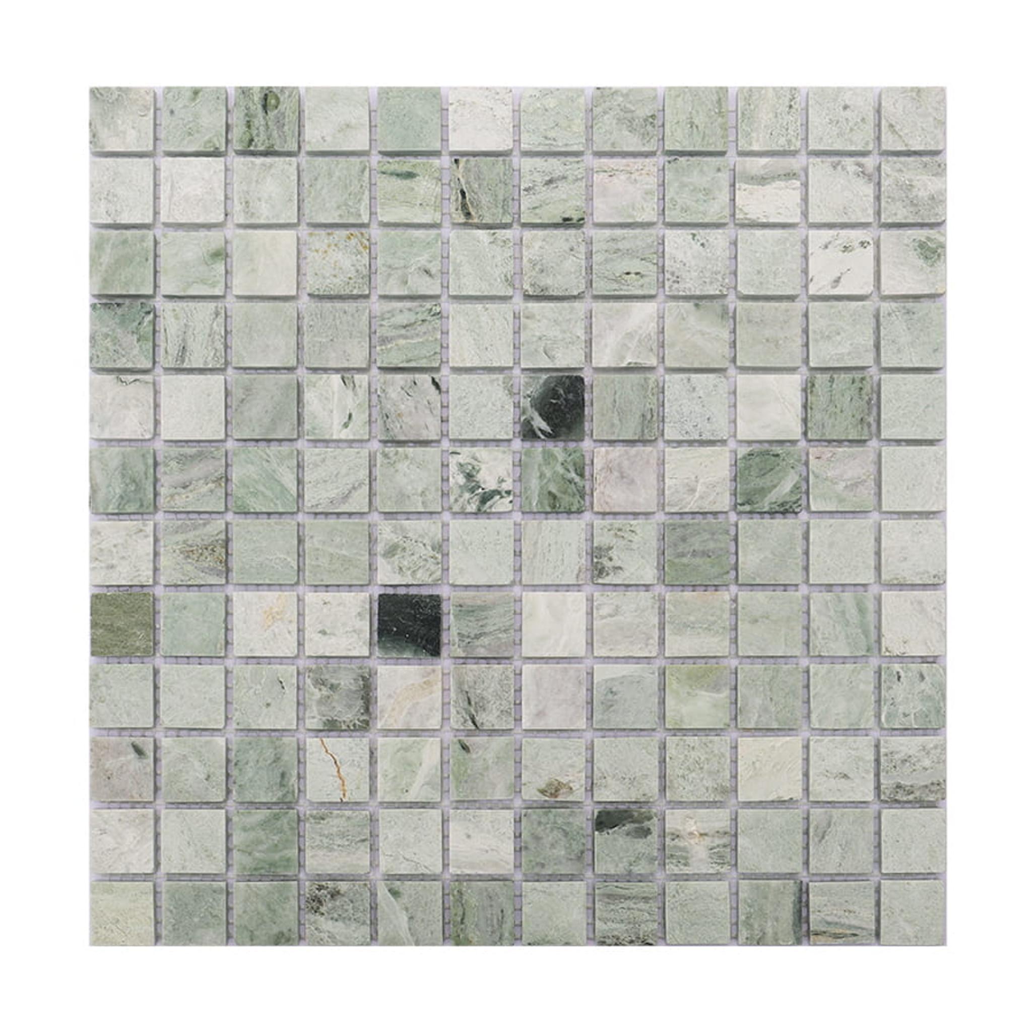 Envy Green Square Marble Mosaic Tiles — mosaic vuông bằng đá marble xanh lục & đỏ