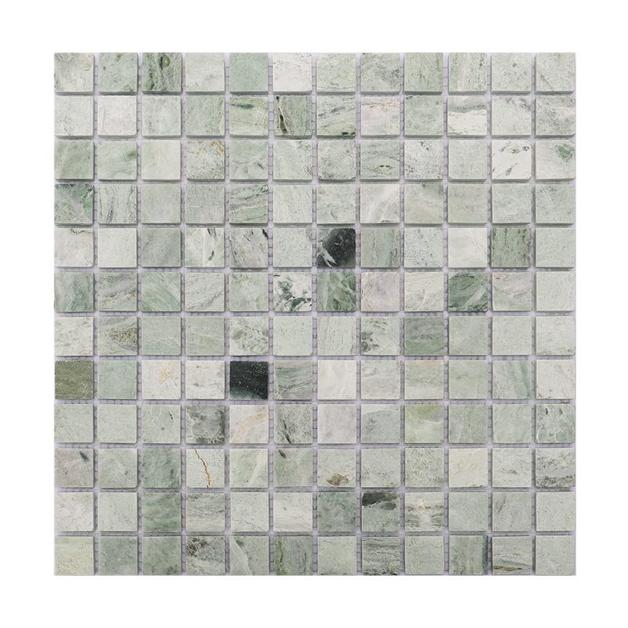 Envy Green Square Marble Mosaic Tiles — mosaic vuông bằng đá marble xanh lục & đỏ
