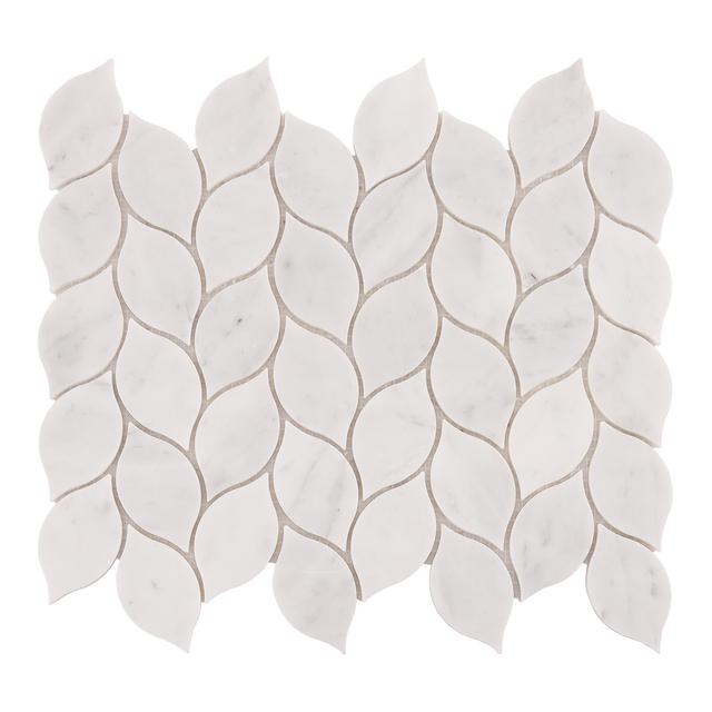 White Carrara Leaf Marble Mosaic Tiles — mosaic ghép nghệ thuật bằng đá marble trắng & trắng Carrara