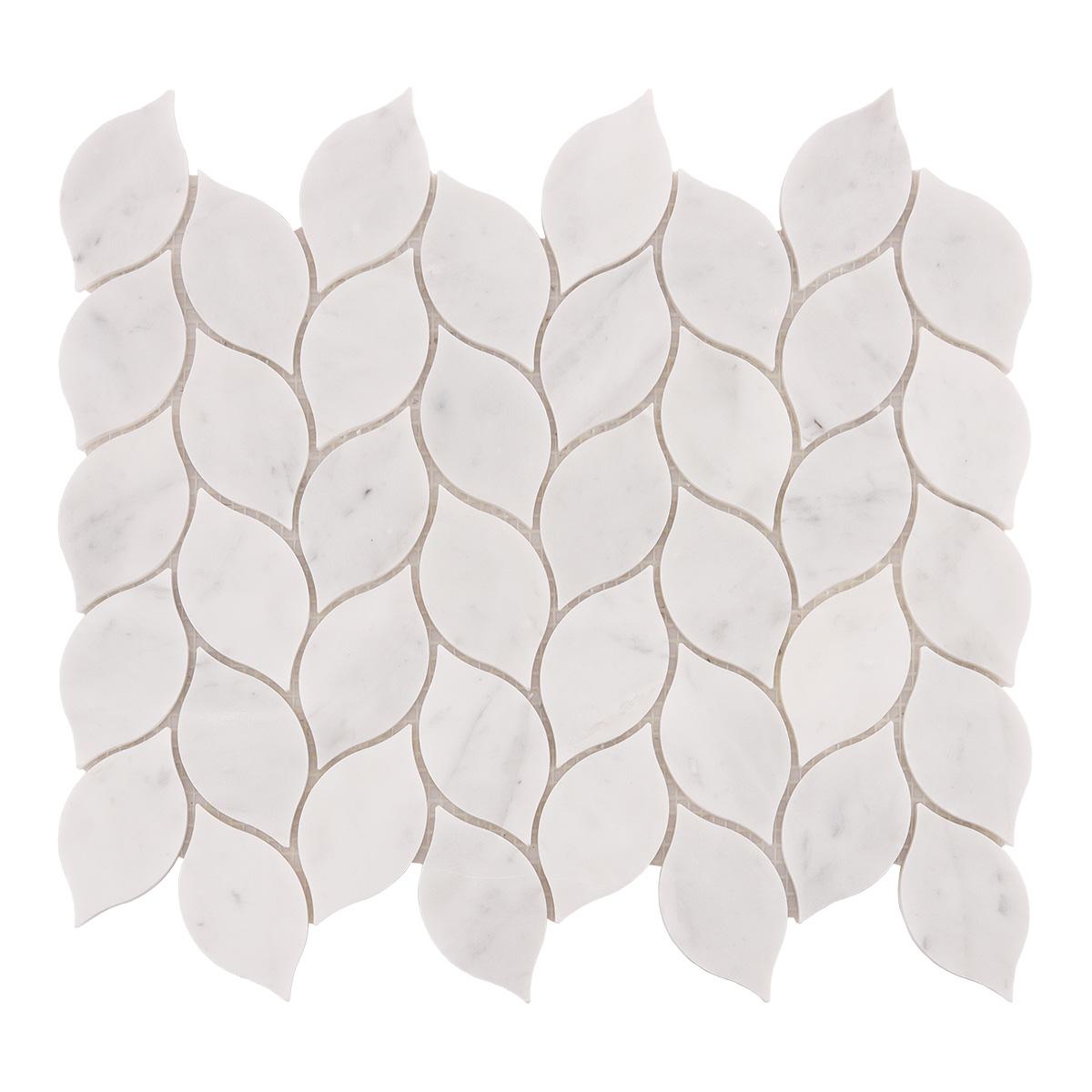 White Carrara Leaf Marble Mosaic Tiles — mosaic ghép nghệ thuật bằng đá marble trắng & trắng Carrara