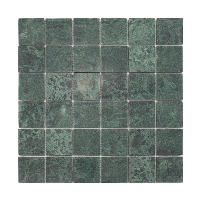 Green Verde Square Marble Mosaic Tile Shower Kitchen Backsplash — Rochelle Rochelle Stone