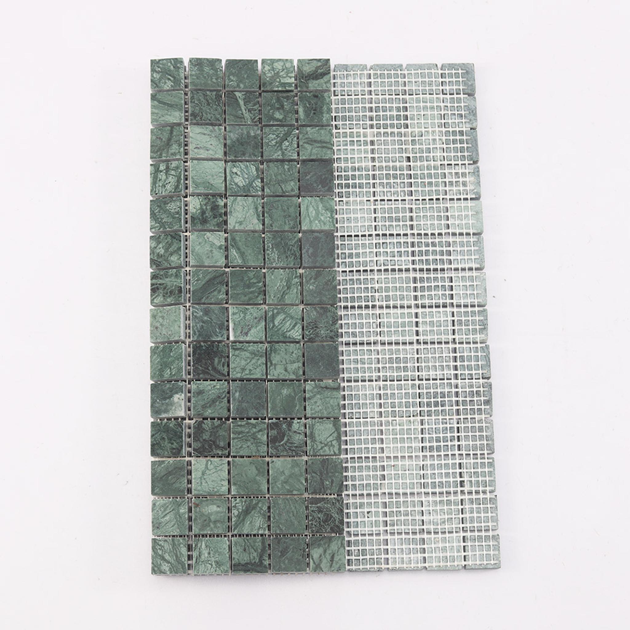 Dark Green Square Marble Mosaic Bathroom Floor Tile 12 in.X12 in. — mosaic vuông bằng đá marble xanh lục