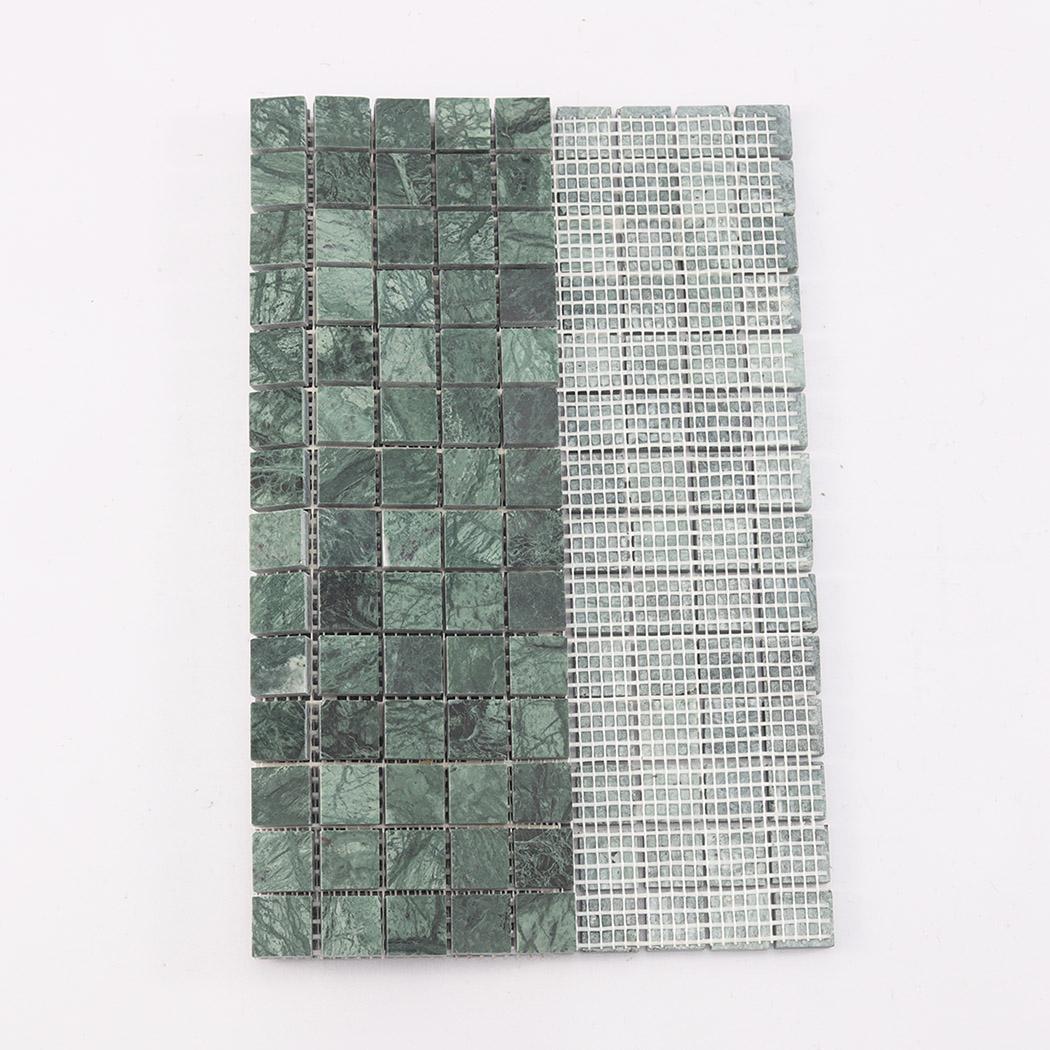 Dark Green Square Marble Mosaic Bathroom Floor Tile 12 in.X12 in. — mosaic vuông bằng đá marble xanh lục