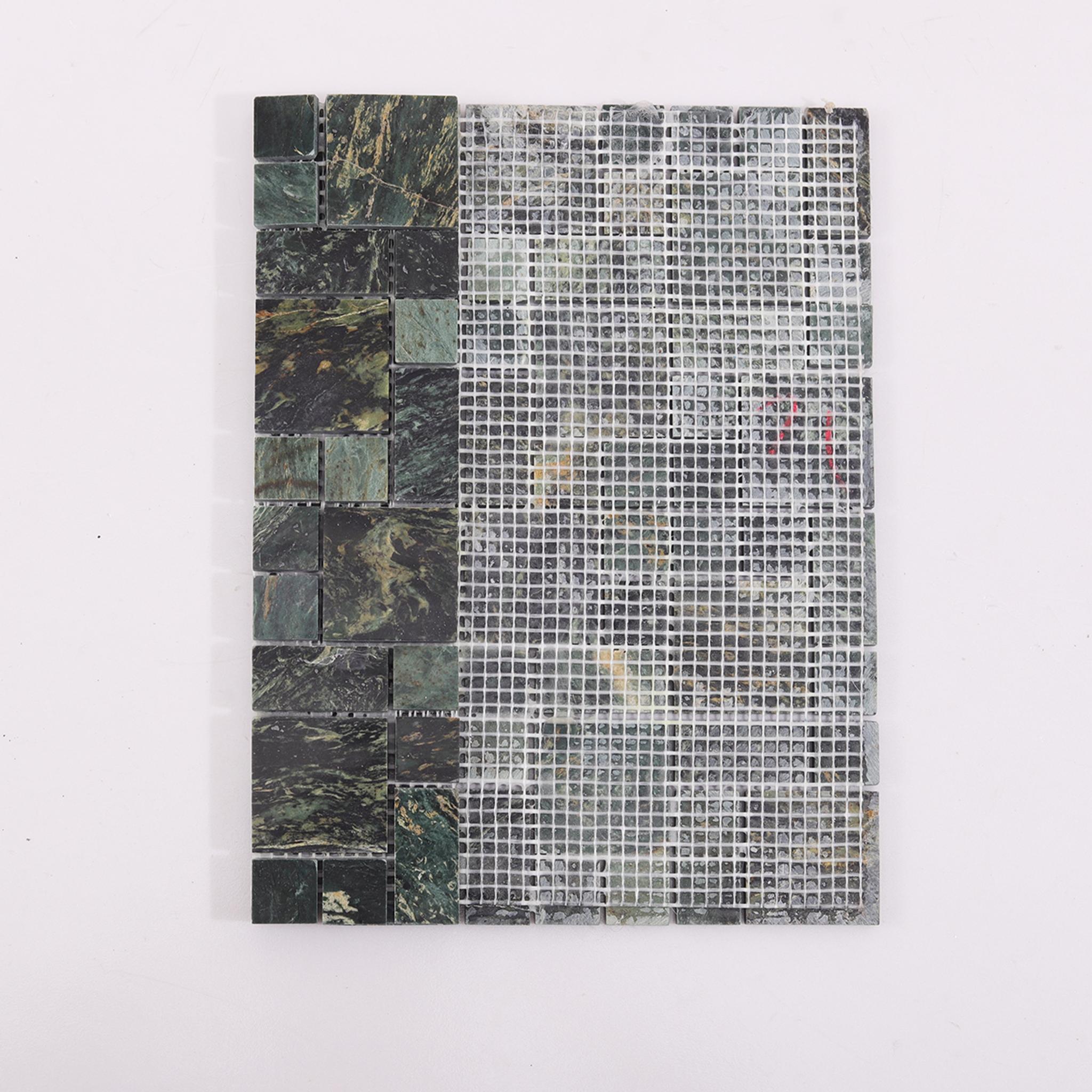 Dark Green Natural Marble Honed Mosaic Bathroom Tiles — mosaic ghép nghệ thuật bằng đá marble xanh lục