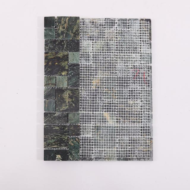 Dark Green Natural Marble Honed Mosaic Bathroom Tiles — mosaic ghép nghệ thuật bằng đá marble xanh lục