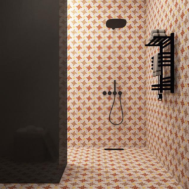 Marble and Metal Houndstooth Mosaic Tile — mosaic vuông bằng đá marble tự nhiên