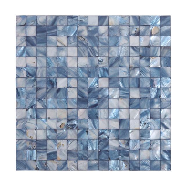 Iridescent Blue Mother of Pearl Square Mosaic — mosaic vuông bằng xà cừ xanh ánh ngọc