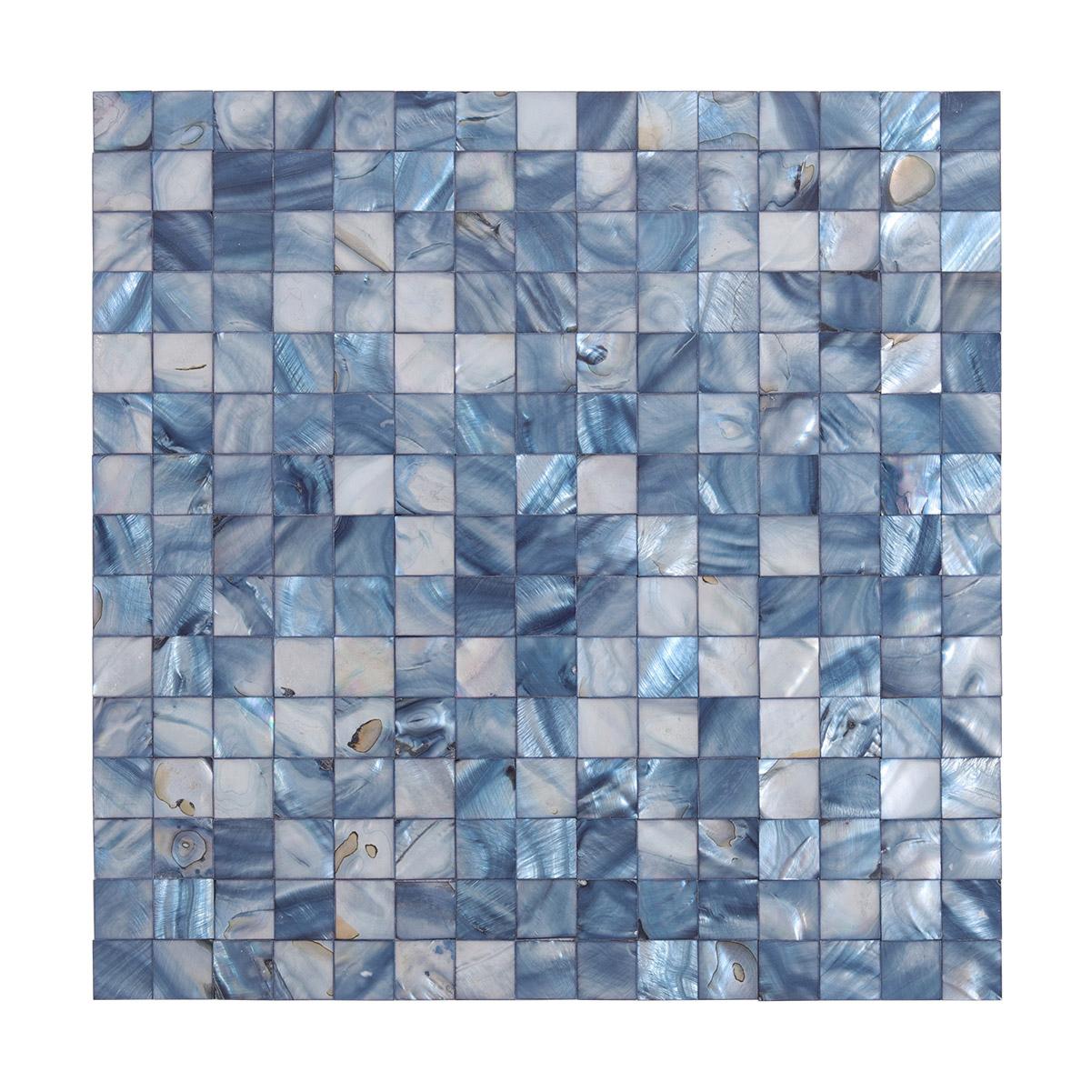 Iridescent Blue Mother of Pearl Square Mosaic — mosaic vuông bằng xà cừ xanh ánh ngọc