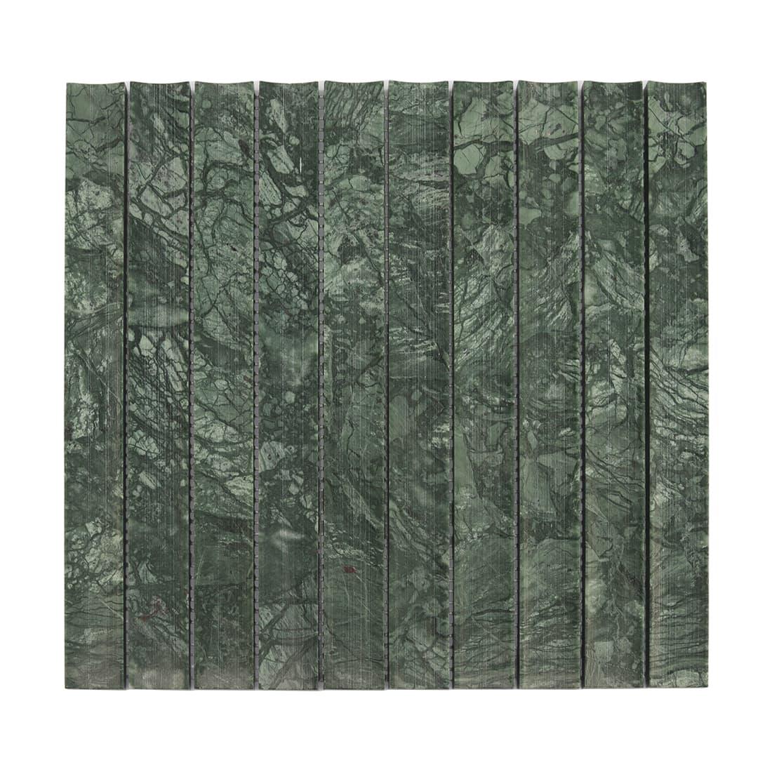 Indian Green Strip Fluted Marble Mosaic Tile for Interior Wall — mosaic rãnh sọc (fluted) bằng đá marble xanh lục