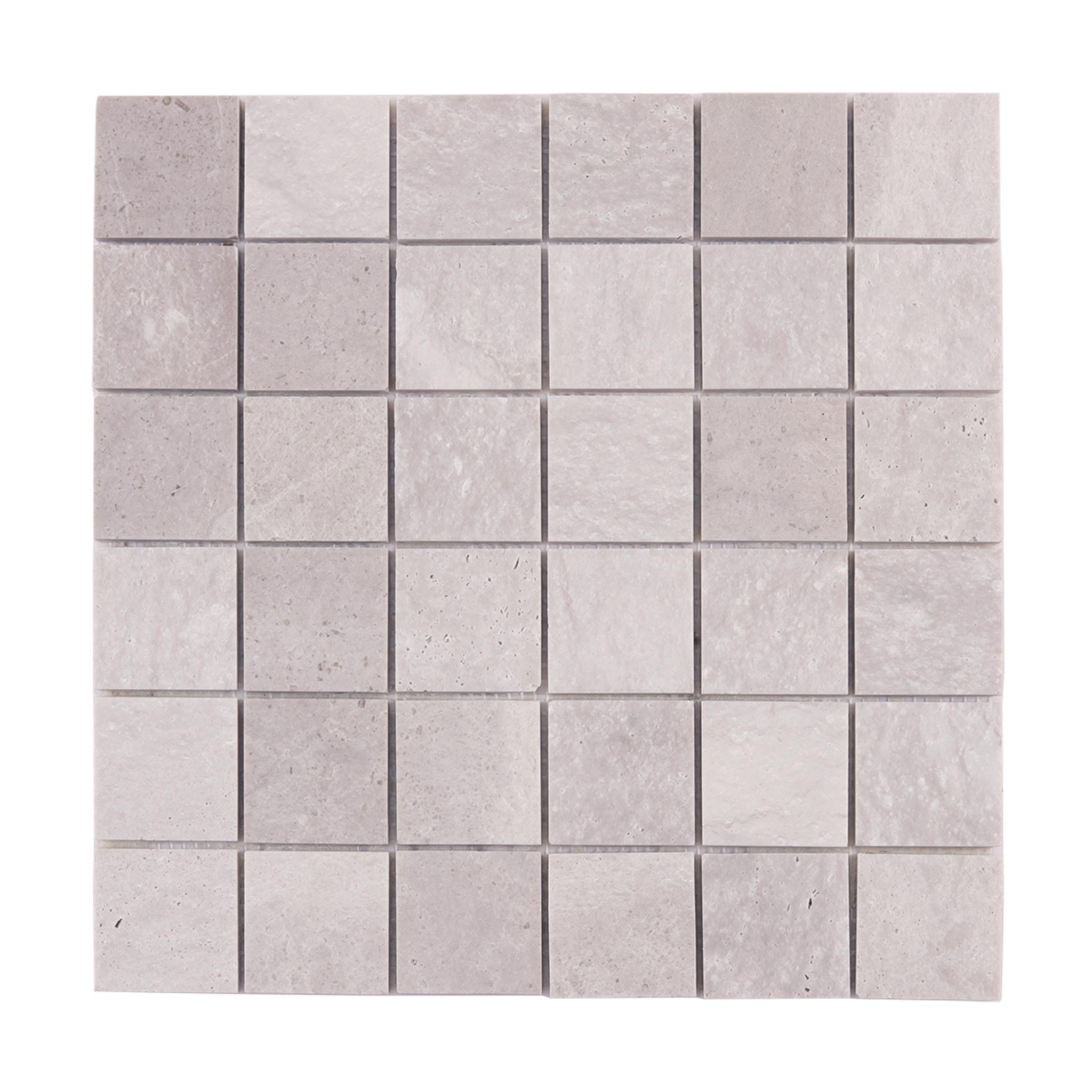 Gray Square Marble Mosaic Backsplash Tiles — mosaic vuông bằng đá marble xám